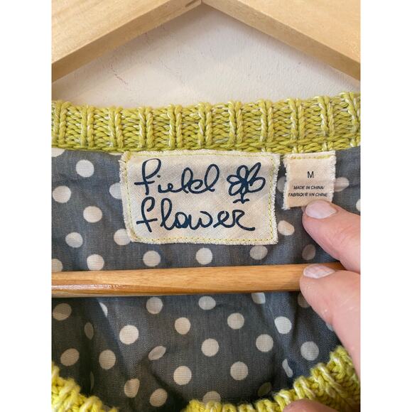 FIELD FLOWER ANTHROPOLOGIE KNIT SHIRT CARDIGAN SWEATER Polka Dot WOMENS SZ M - Picture 4 of 12